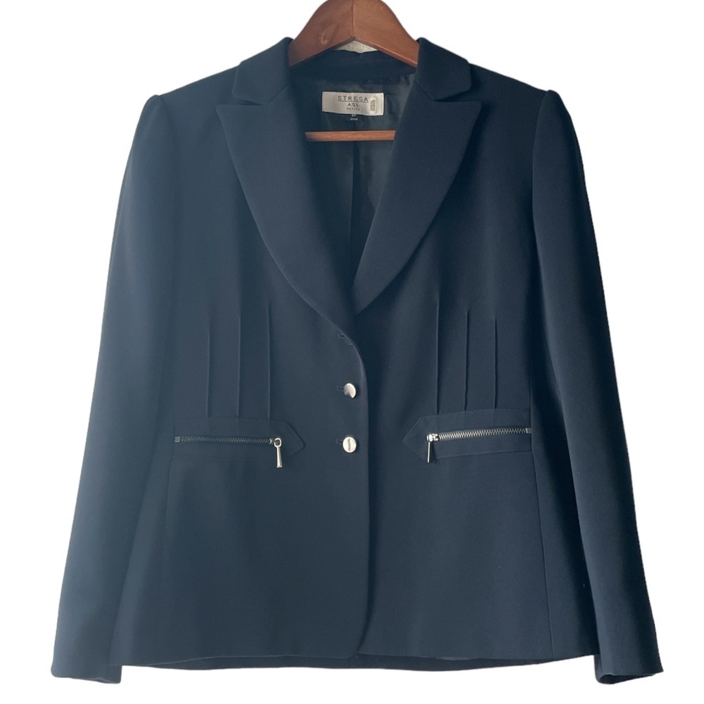 Vintage navy blue Stresa blazer with 3 button front size 4P